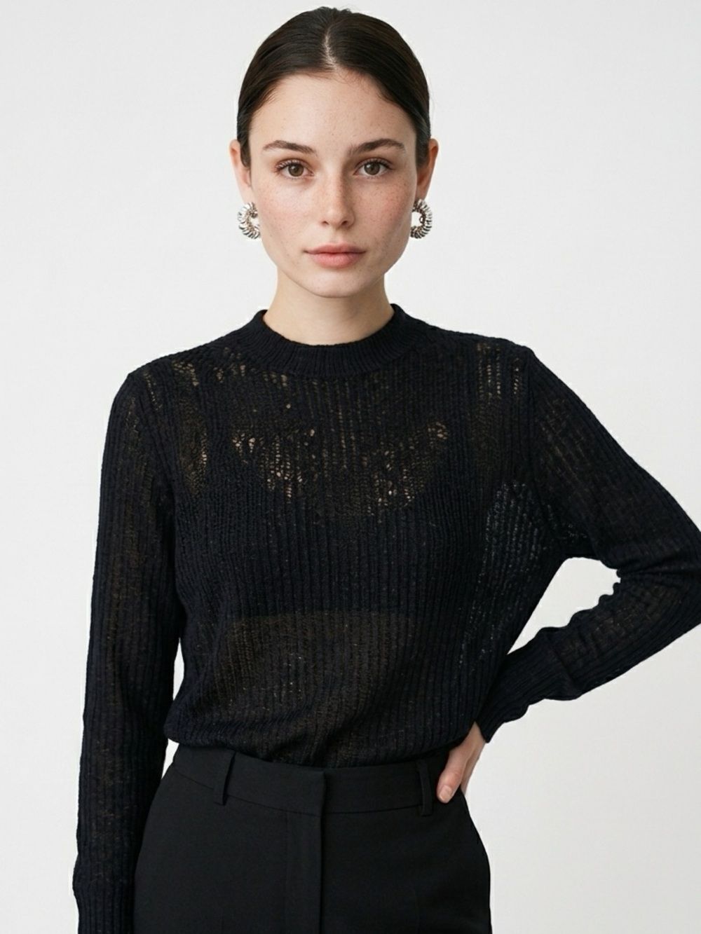 CHRIS & CAROL | NEW Black Mock Neck Dolman Sleeve Top Women’s Size Medium